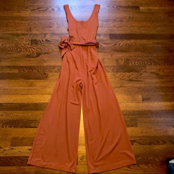 LOFT Pants - NWT Ann Taylor LOFT Orange Sleeveless Jumpsuit with Tie Waist - Size Small